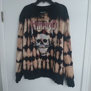 Black Keys Heavy Metal HH Men's Tie-Dye Skull Graphic Sweatshirt - Black & Beige